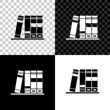 Office folders with papers and documents icon isolated on black, white and Stock Illustration