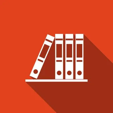 Office folders with papers and documents. Archives folder flat icon with long Illustrazione stock
