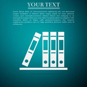 Office folders with papers and documents. Archives folder flat icon on blue Stock Illustration