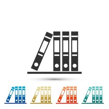 Office folders with papers and documents icon isolated on white background... Stock Illustration