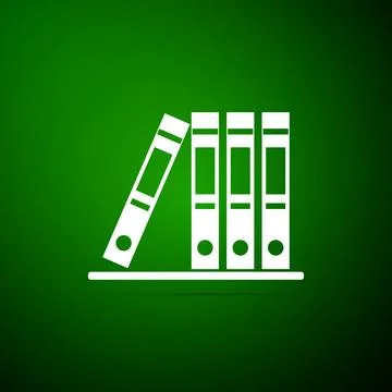 Office folders with papers and documents icon isolated on green background... Stock Illustration