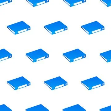 Office folders seamless pattern. Blue folders with files and documents. Work in Stock Illustration