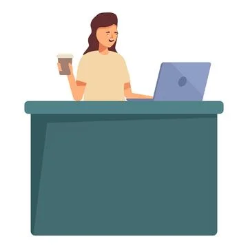 Office fun work icon cartoon vector. Coffee online break Stock Illustration