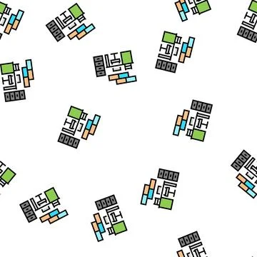 Office furniture vector seamless pattern Stock Illustration