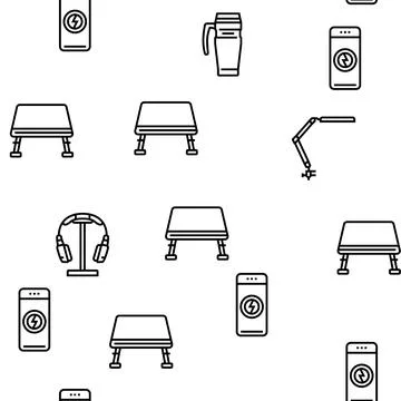 Office gadget computer business vector seamless pattern Stock Illustration