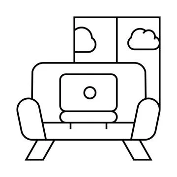 Office in garage line icon vector illustration Stock Illustration
