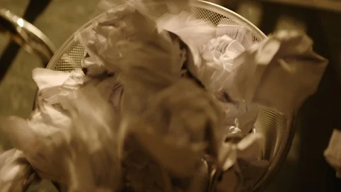 Office. Garbage is thrown into the basket. Stock Footage 120732040