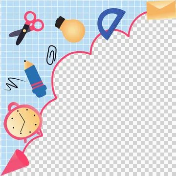 Office gear is being shown in vector grid with scalloped area, transparent Stock Illustration