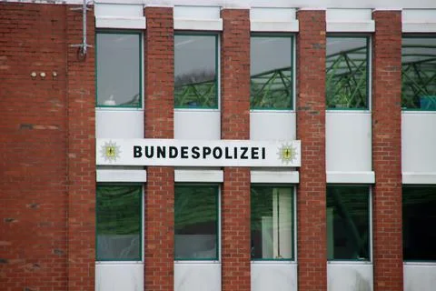 Office of the German Bundespolizei at the border between Germany and Netherla Stock Photos