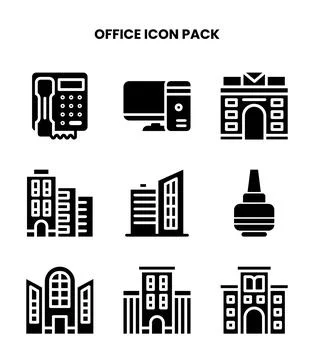 Office Glyph Bundle Icons Pack 스톡 일러스트