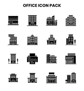 Office Glyph Bundle Icons Pack Stock Illustration