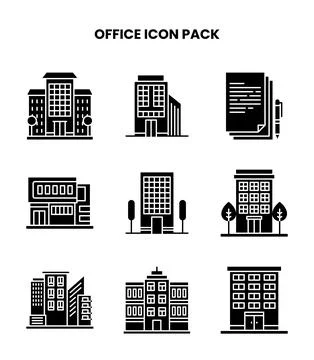 Office Glyph Icons Pack Stock Illustration