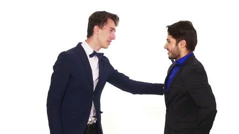 Office guy wants to shake hands but his colleague refuses Stock Footage 71441012