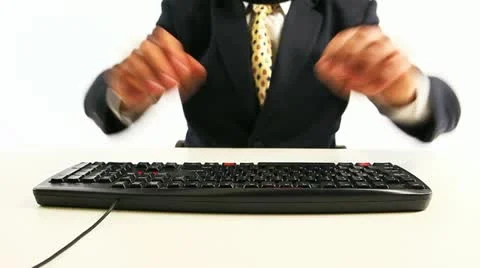 Office hacker breaking keyboard Stock Footage 11276840
