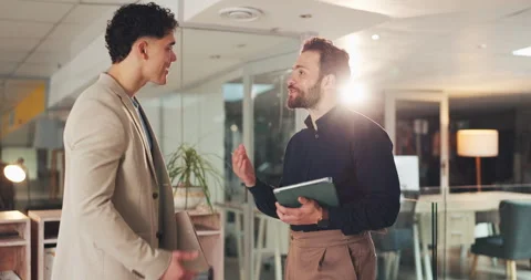 Office, handshake and men with tablet, online and happy for reviews for article Stock Footage 316765421