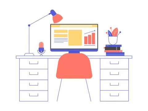 Office home studio. Иллюстрация
