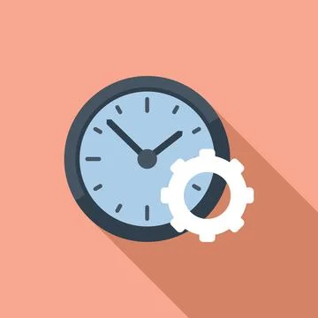 Office hour icon flat vector. Flexible work Stock Illustration