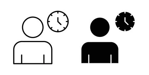 Office hours icon in black and white. vector icon pack for websites Stock Illustration