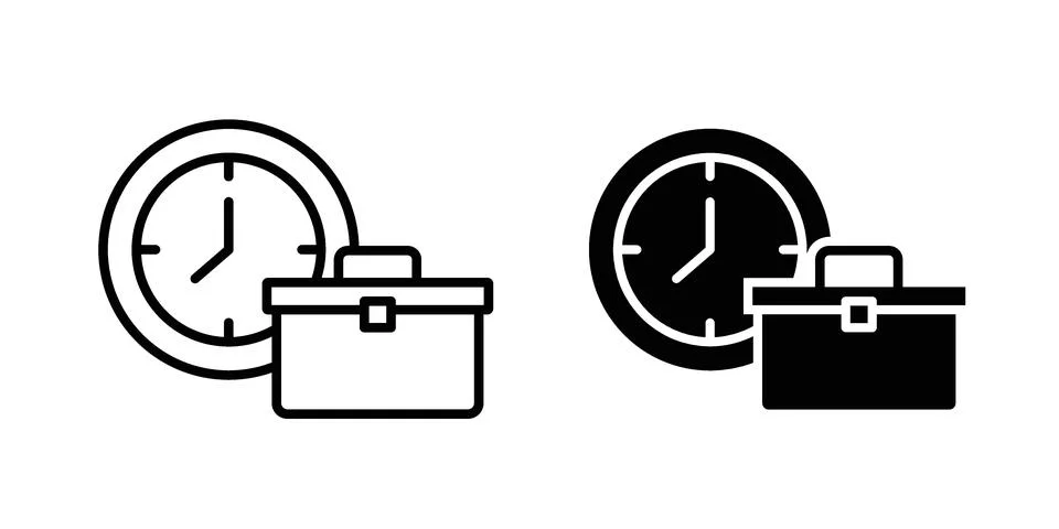 Office hours icon bundle for website design projects Stock Illustration