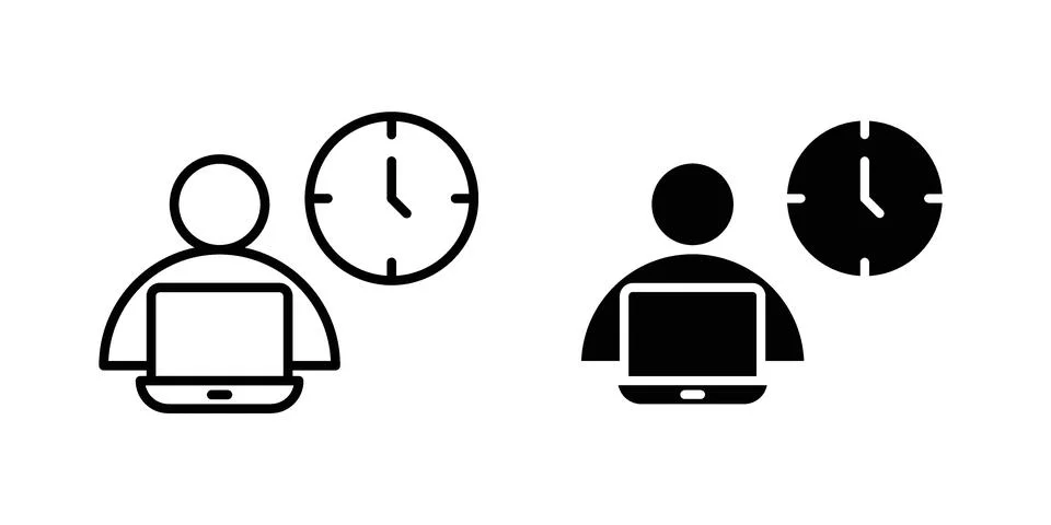 Office hours icon vector concepts, line and silhouette style Stock Illustration
