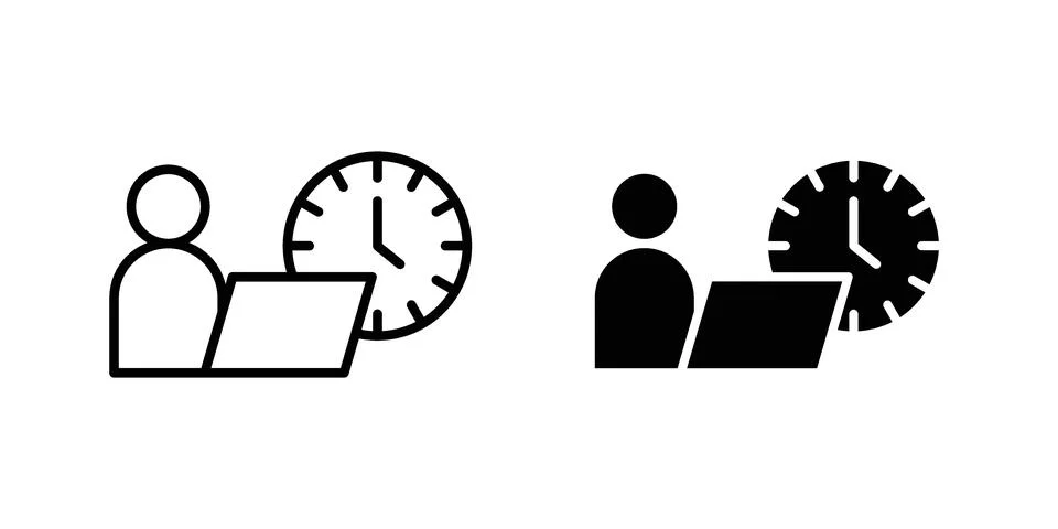 Office hours icon vectors. Illustrations in black Stock Illustration