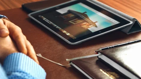 Office house tablet hands man 2 Stock Footage 123917102
