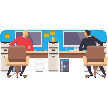 Office icon manager at work desk flat vector Stock Illustration