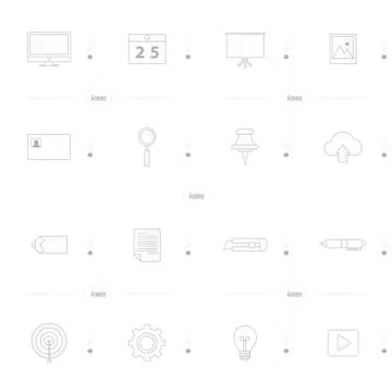 Office icon set 4 design  line icons style Stock Illustration