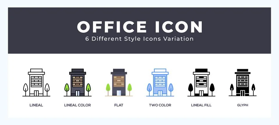 Office icon set. Design elements for logo Stock Illustration