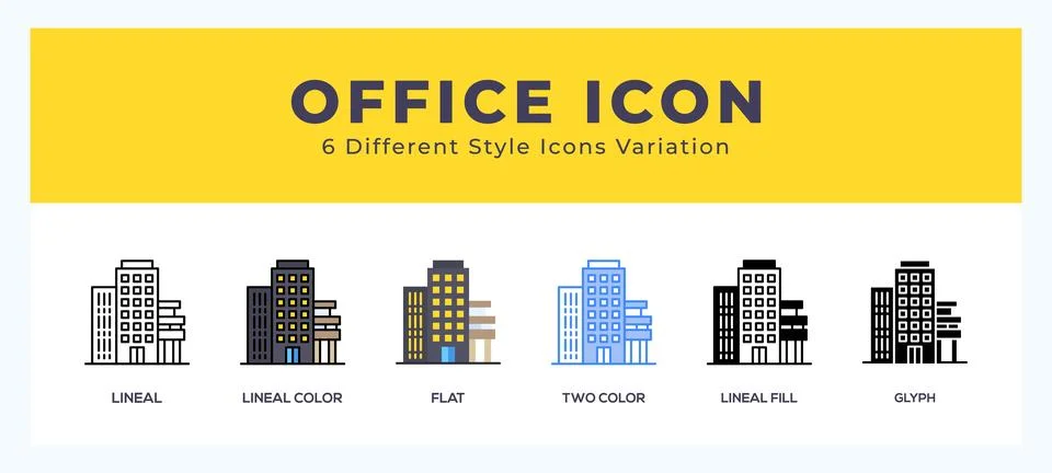 Office icon set with different styles. Design elements for logo. Vector ill.. イラスト素材