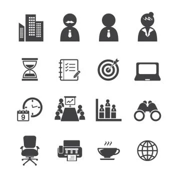 Office icon set Illustrazione stock