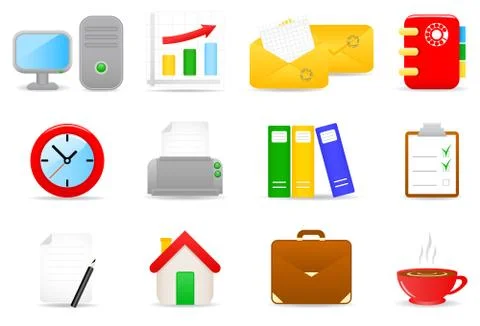 Office icon set Stock Illustration