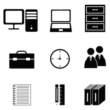 Office icon set Illustrazione stock