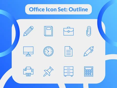 Office Icon Set Outline Stockillustratie