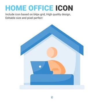 Office icon vector with flat color style isolated on white background 스톡 일러스트