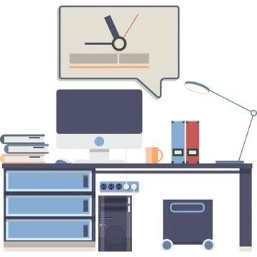 Office icon vector workspace isolated on white Stock Illustration
