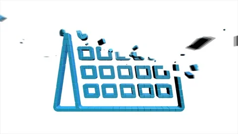 Office icon. Web 3D pixel icon set. Office, great design for any purposes Stock Footage 153875732