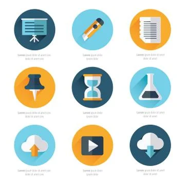 Office icons flat design Illustrazione stock