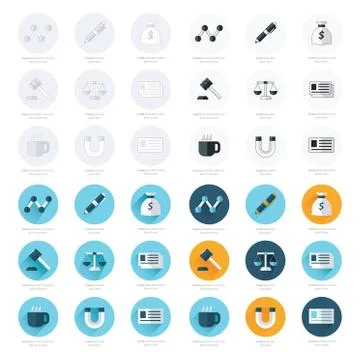 Office icons flat design set Stock Illustration