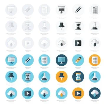 Office icons flat design set Stock Illustration