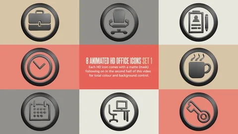 Office Icons - Set 1 Stock Footage 112272093