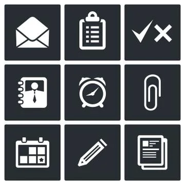 Office icons set Stock Illustration