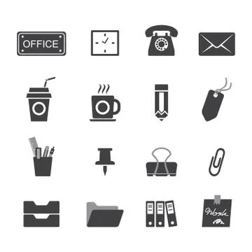 Office icons set Stock Illustration