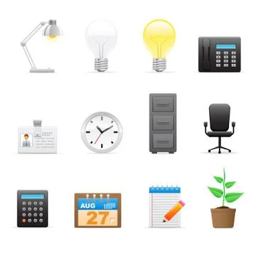 Office icons set  (Workplace) Stock Illustration