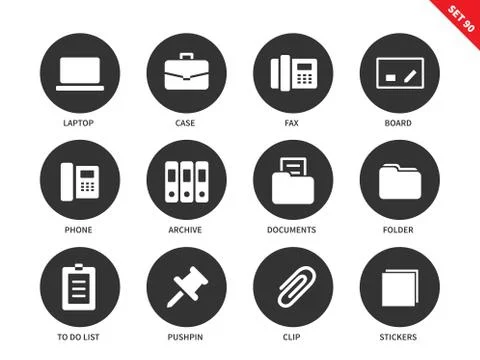 Office icons on white background 스톡 일러스트