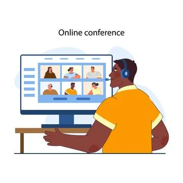 Office interaction. Remote team communication. Brainstorming Illustrazione stock