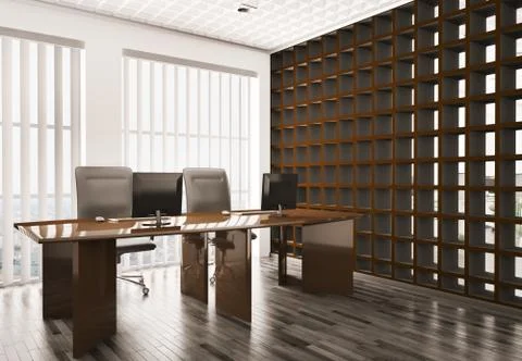 Office interior 3d Stock Illustration