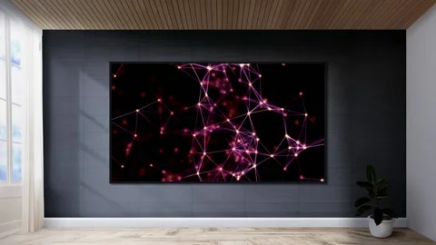 Office interior with animation on the wall for presentation. Mockup. Stock Footage 194784716