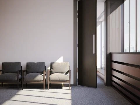 Office interior with armchairs. 3d rendering 库存插图