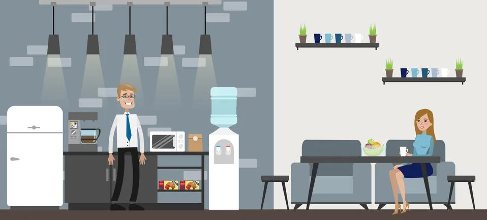 Office interior building. Ilustración de archivo